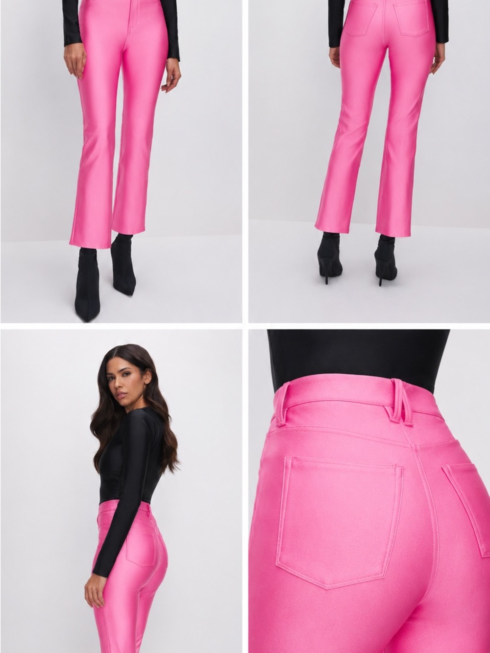 Good American- High-Waist Pink Fitted Straight Leg Pants